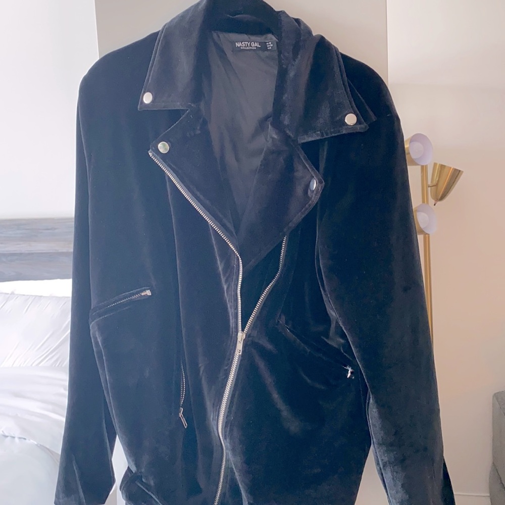 Nasty Gal black Velvet moto jacket